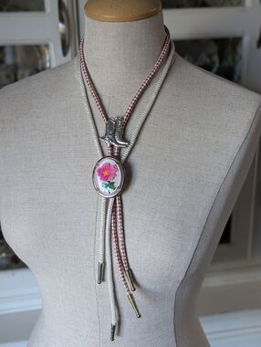 Cowboy Boots Western Bolo Tie Silver Cow Girl Boy Rodeo